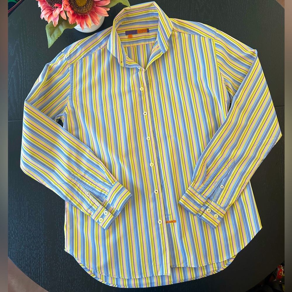 NODUS Masculin Latin luxury striped cotton shirt. Size 16.5 / 42 (Large)